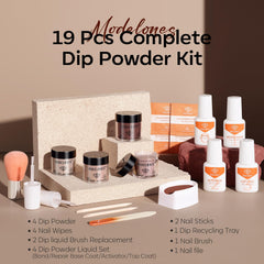 Modelones dip powder kit brown for a warm, elegant nail look.