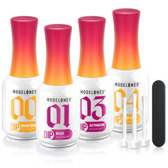 Modelones Dip Powder Liquid Set base coat in action delivering strong adhesion for a smooth manicure