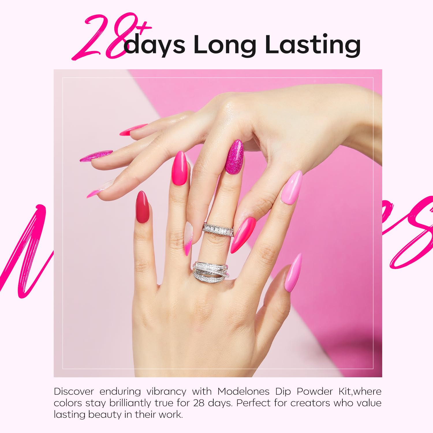 Modelones dip powder rose for refined everyday manicures