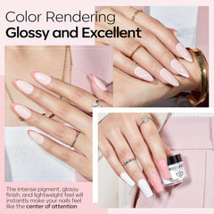 Modelones white dip powder for a crisp French manicure.
