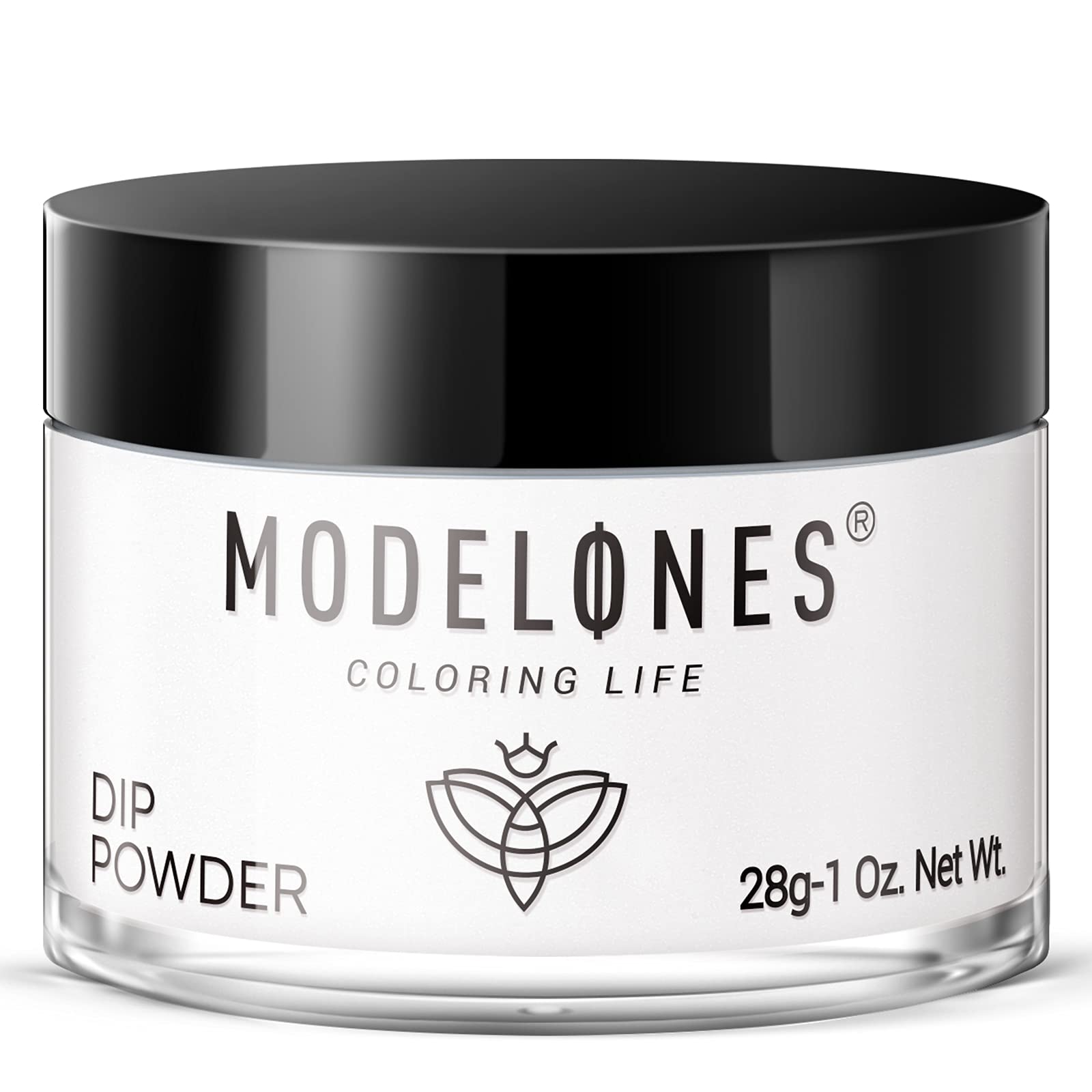 Modelones dip powder white bottle for a smooth, durable manicure at home.