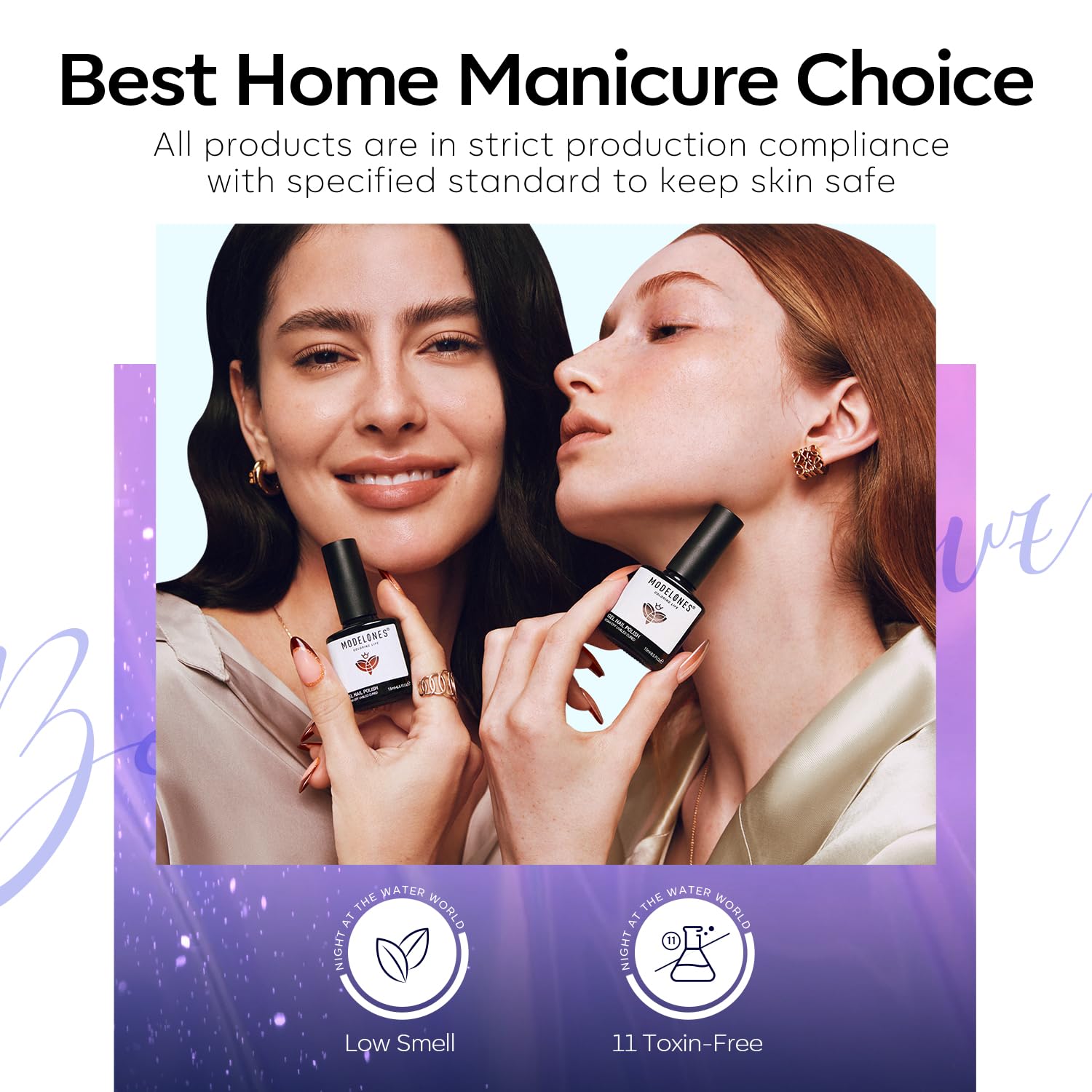 Modelones easy glide brush provides smooth even application on all nails