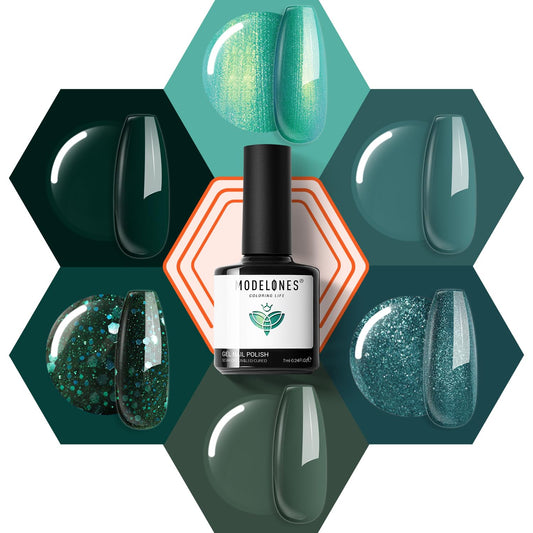 Modelones Ethereal Green Gel Nail Polish Set for DIY salon-quality manicures at home