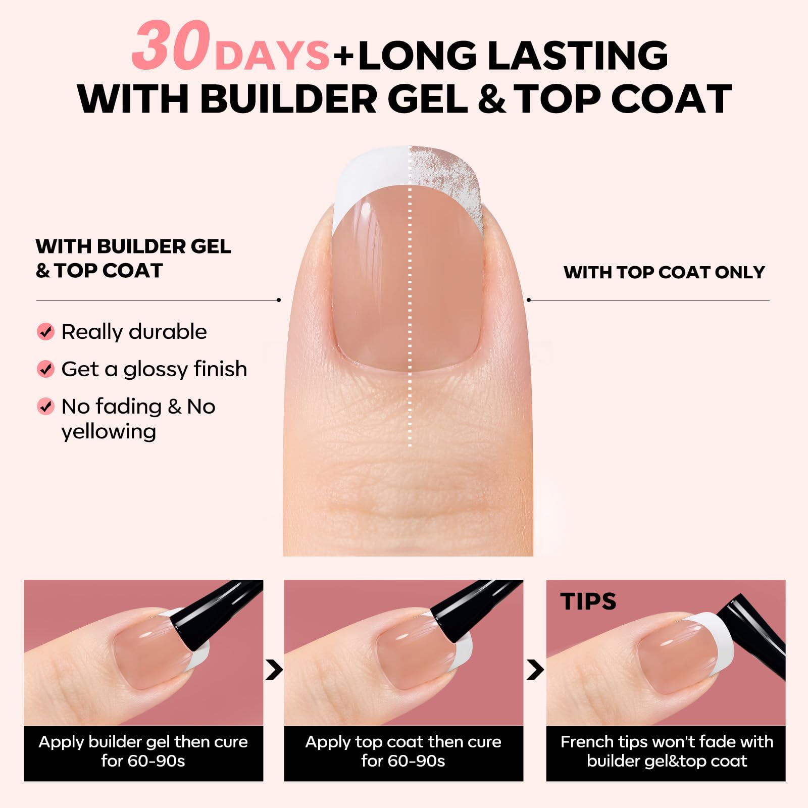 Modelones extra-short pink square nails for comfortable all-day wear.