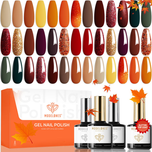 Modelones fall colors gel polish bottle for at-home manicure.