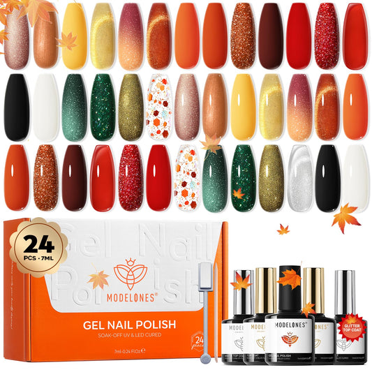 Modelones fall colors gel polish set swatches for versatile fall nails