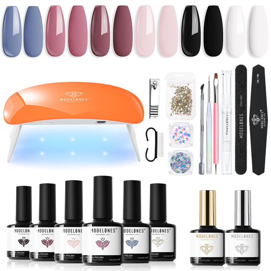 Modelones gel nail kit with compact lamp for at‑home manicures.