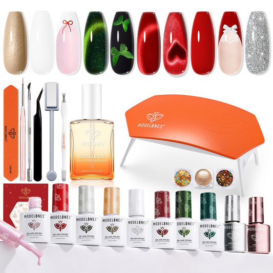 Modelones gel nail kit with UV lamp for salon-quality at-home manicures.