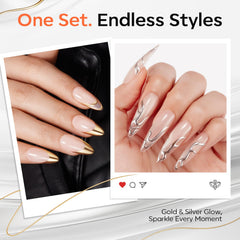 Modelones gold chrome gel polish delivers a bold mirror-like finish with lasting shine.