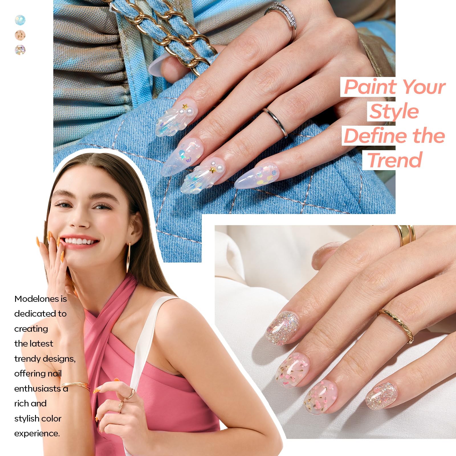 Modelones gold glitter polish adds luxurious shimmer and depth