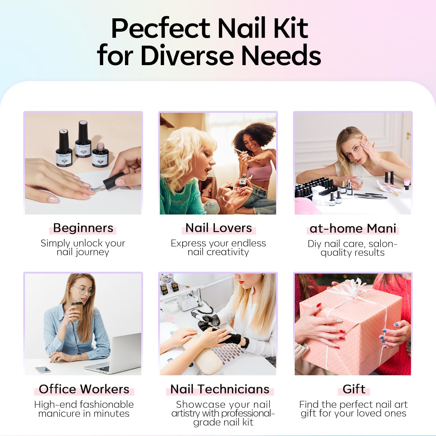 Modelones LED soak-off nail kit enables easy removal.