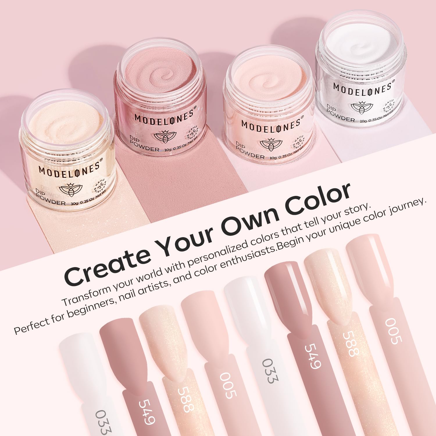 Modelones liquid set with bond, base, activator, and topcoat supports durable at-home manicures.