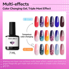 Modelones mood-change gel polish in six colors offers salon-like coverage.