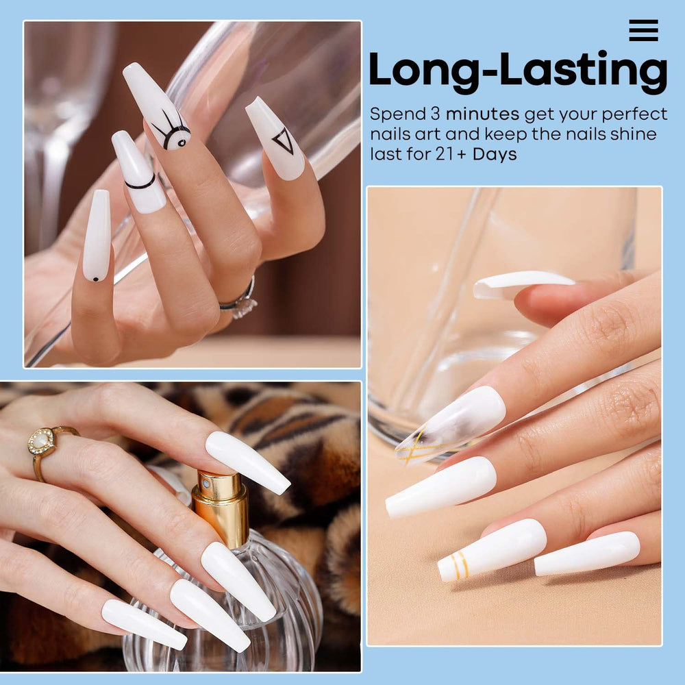 Modelones nail dipping powder in white for a French-inspired look at home.