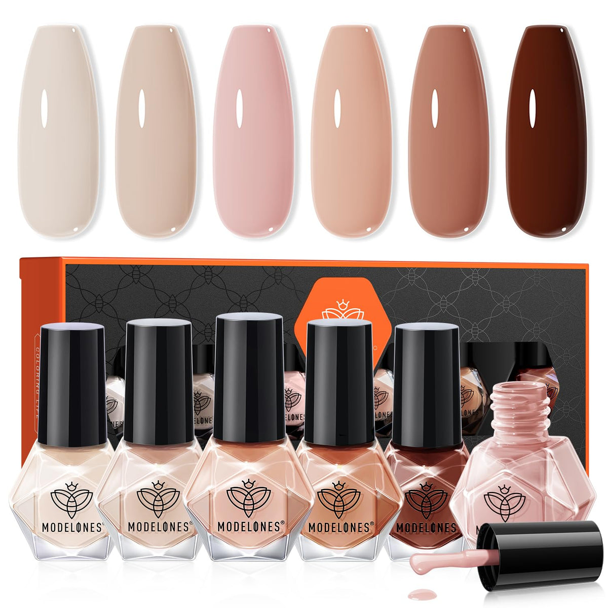modelones six-color nude nail polish set for versatile daily manicures