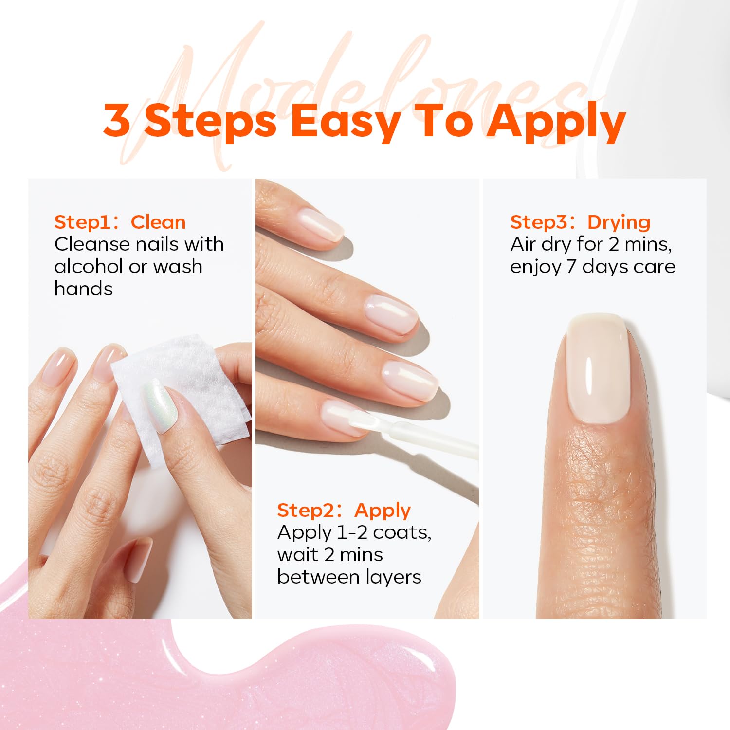 Modelones Nail Strengthener Kit keratin and jojoba ingredients boost nails.