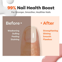 Modelones Nail Strengthener Kit nails close-up highlights smooth natural tint.