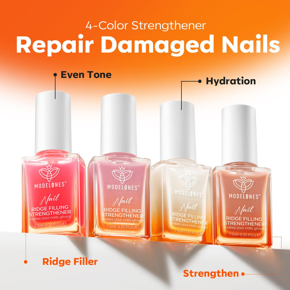 Modelones Nail Strengthener Kit unboxing scene evokes premium nail care.