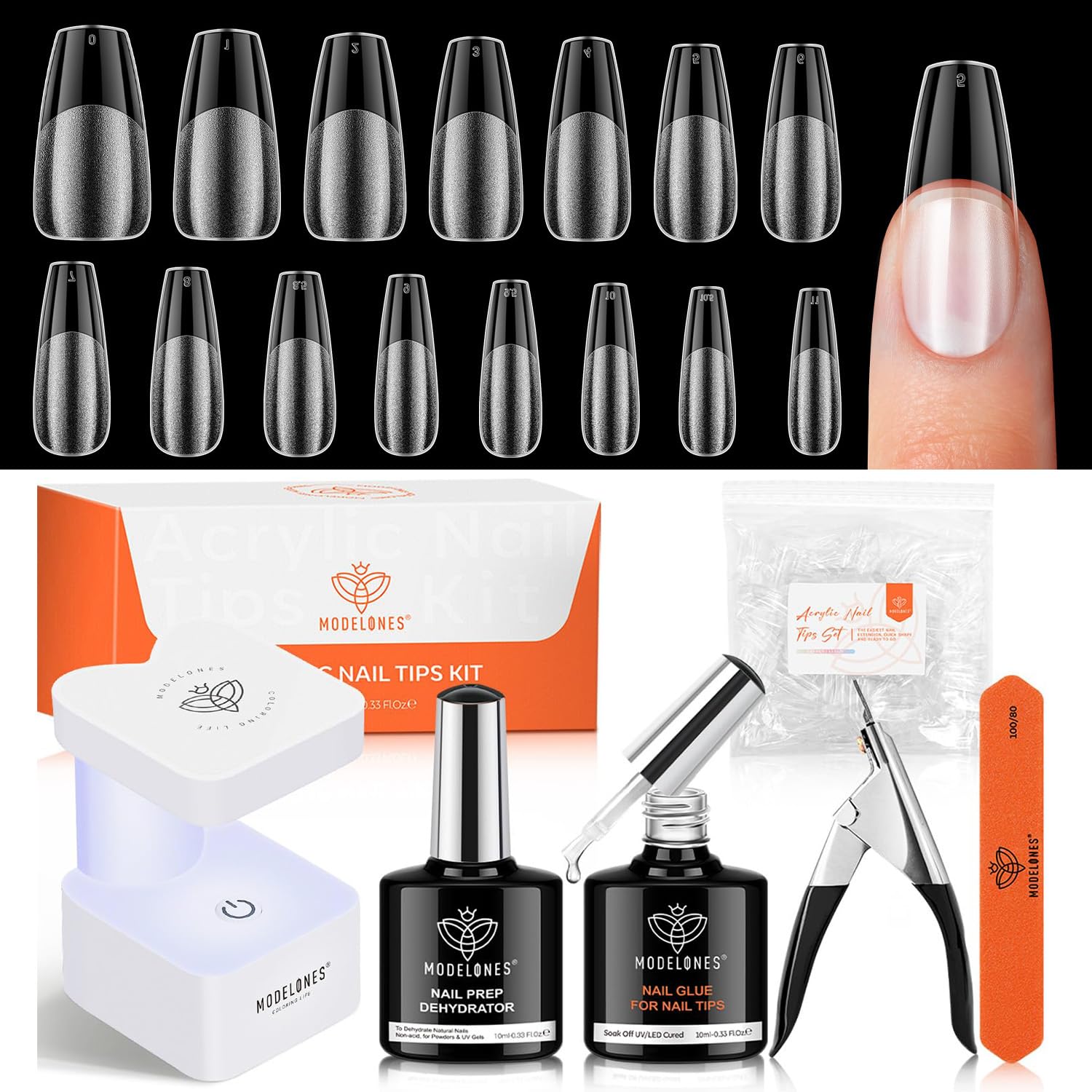 Modelones medium coffin nail tips 510pcs for precise fit.
