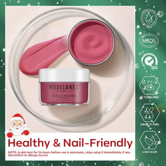 Modelones no-lamp-needed formula supports long-lasting Christmas nail color.