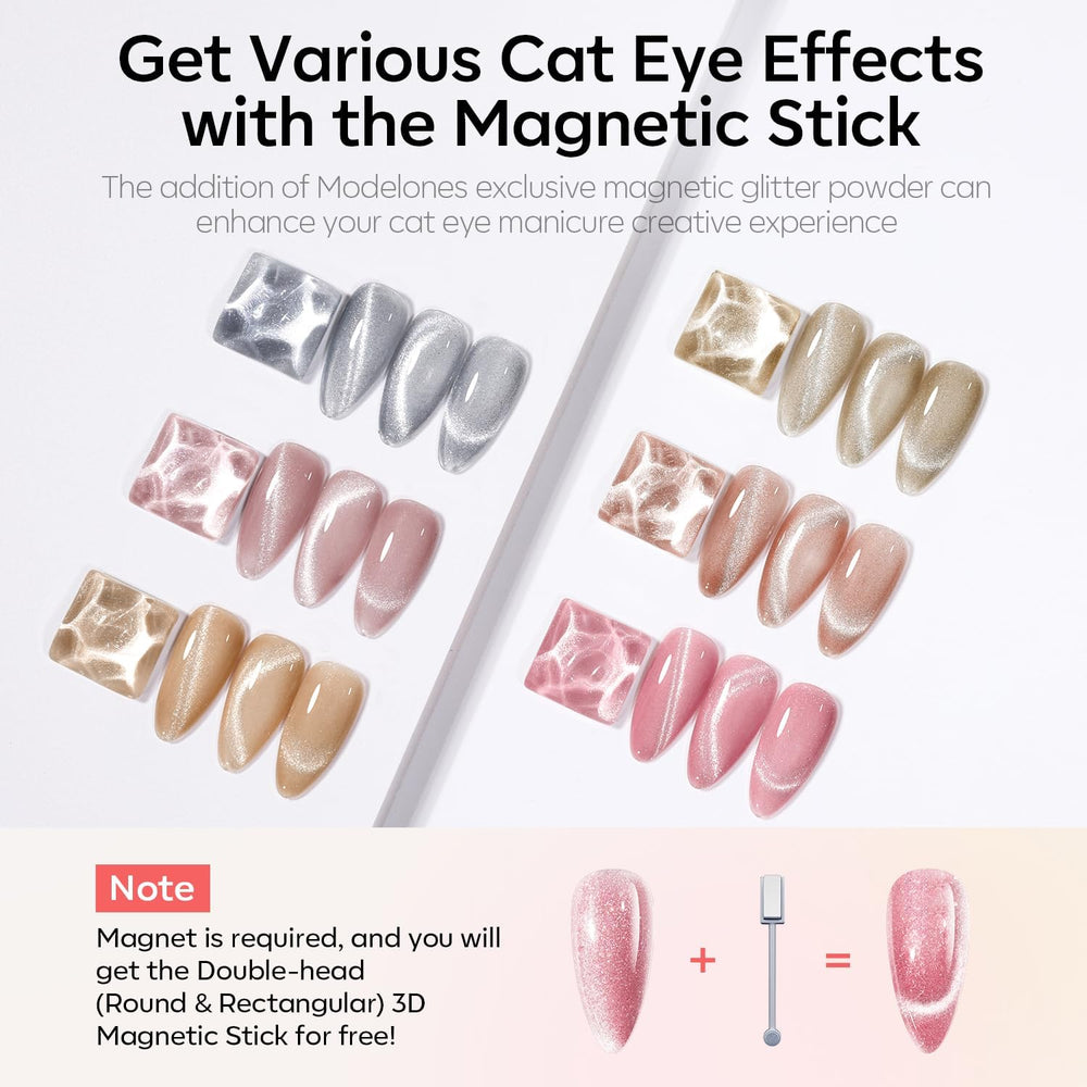 Modelones nude pink cat eye polish for elegant everyday nails.