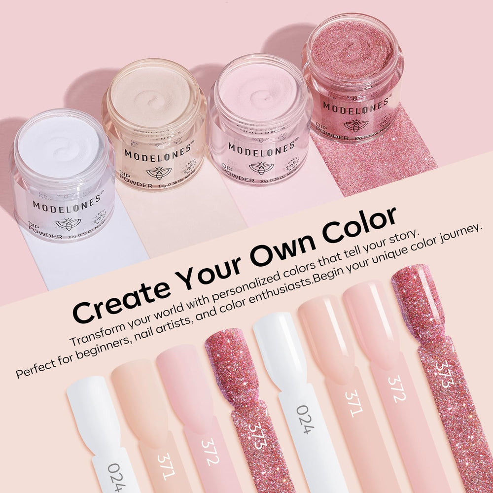 Modelones pink dip powder swatch for versatile, everyday nail styles.