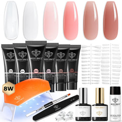 Modelones poly gel kit with six colors and 8W lamp for at-home salon-quality nails