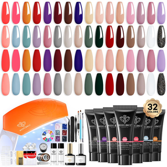Modelones poly nail gel kit contents for a complete at-home manicure setup