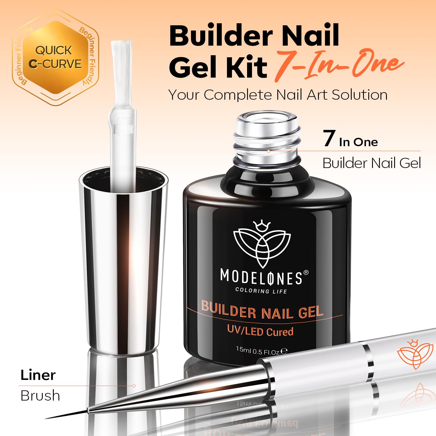 Modelones 9mm liner brush detail for perfect C-curves.