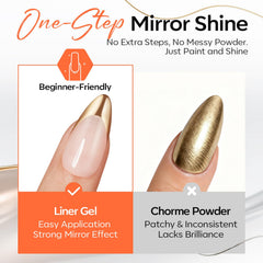Modelones precision gel liner tip helps create crisp chrome designs with control.