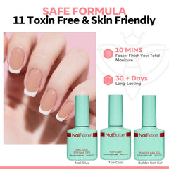 Modelones premade nails with natural base create seamless enhancements.