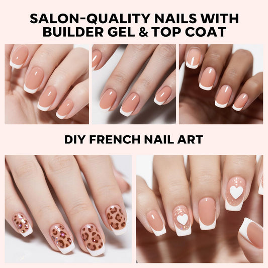 Modelones press-on nails with French tip for a polished look.