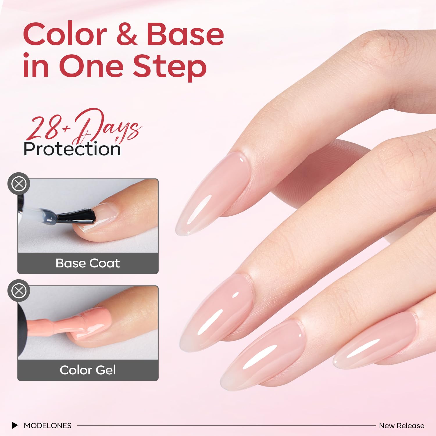 Modelones Rubber Base Gel with self-leveling texture for even coats.