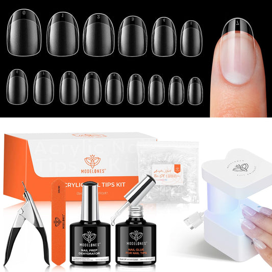 Modelones short oval round nail tips for precise at-home extensions.