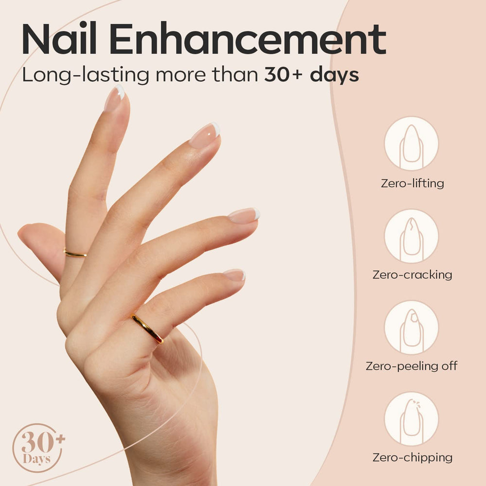 Modelones strengthening overlay gel adds durability and shine.