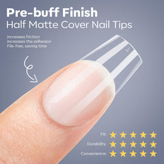 Modelones X half-matte coffin tips boost adhesion and comfort