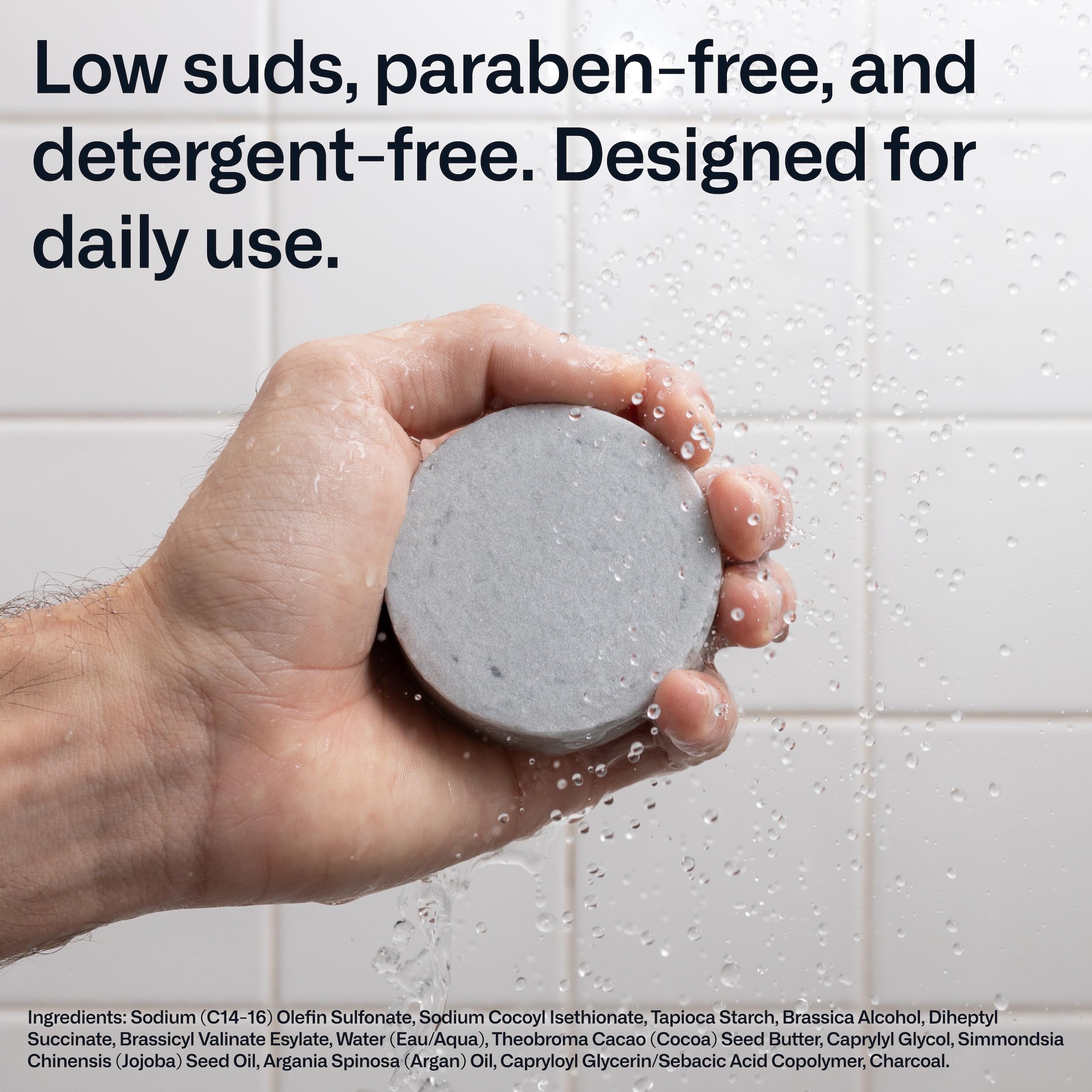 Modern Mammals Light Shampoo Bar displayed on a bathroom shelf.