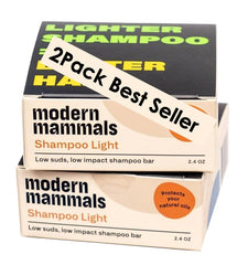 Modern Mammals Light Shampoo Bar pack of two 2.4oz bars, convenient for daily family use