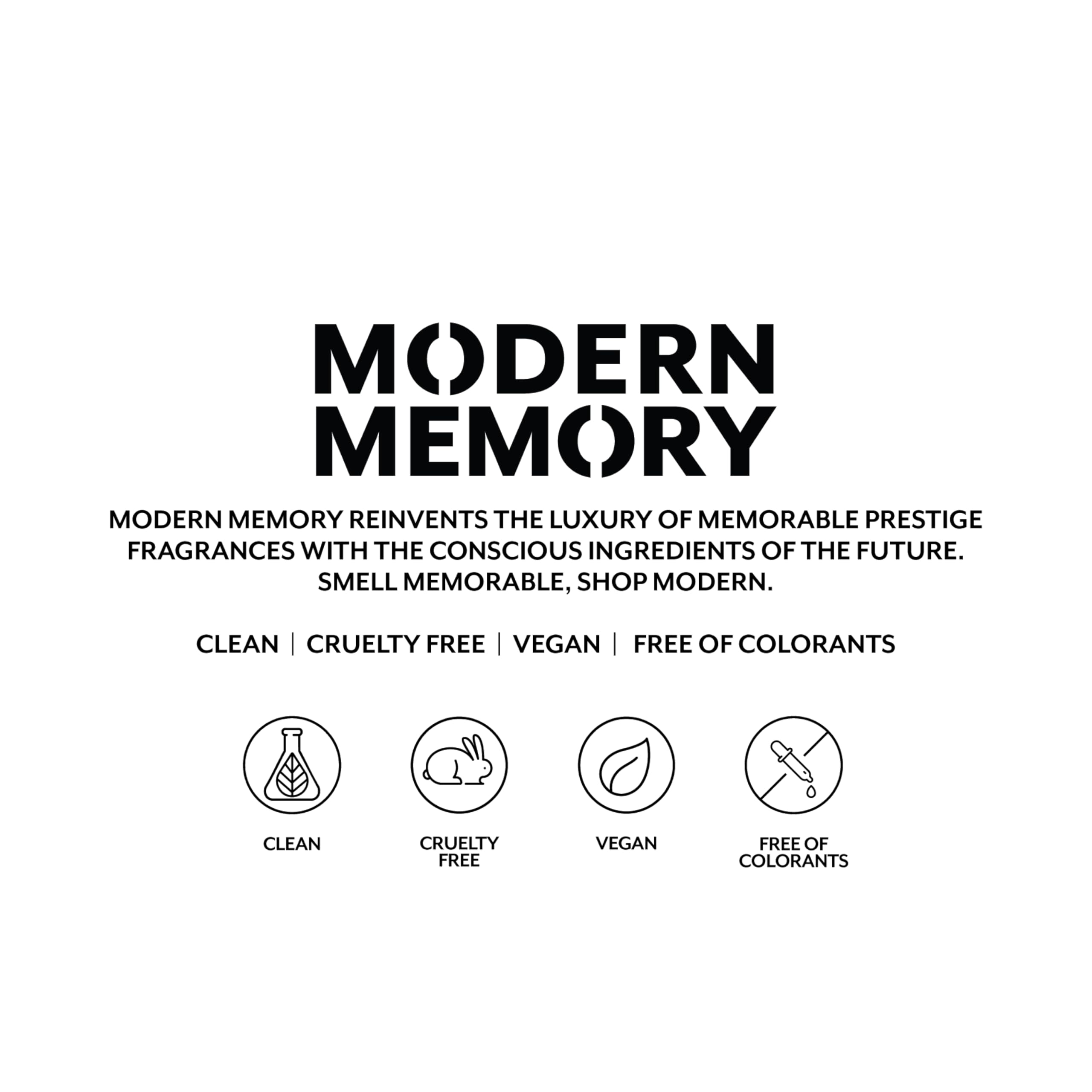 Modern Memory Western Santal vegan formula highlights clean cruelty-free fragrance choice.