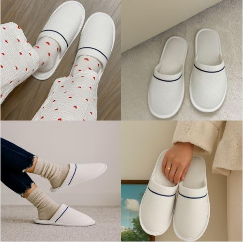 Modlux Bridal suite slippers in white with blue ribbon for weddings