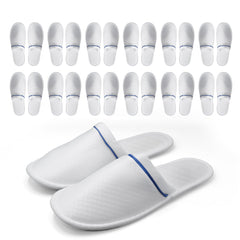 Modlux Spa Slippers closed-toe, white with blue ribbon, ideal for guest comfort