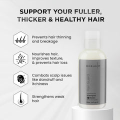 MOEHAIR Argan oil blend closeup highlights nourishing shine.