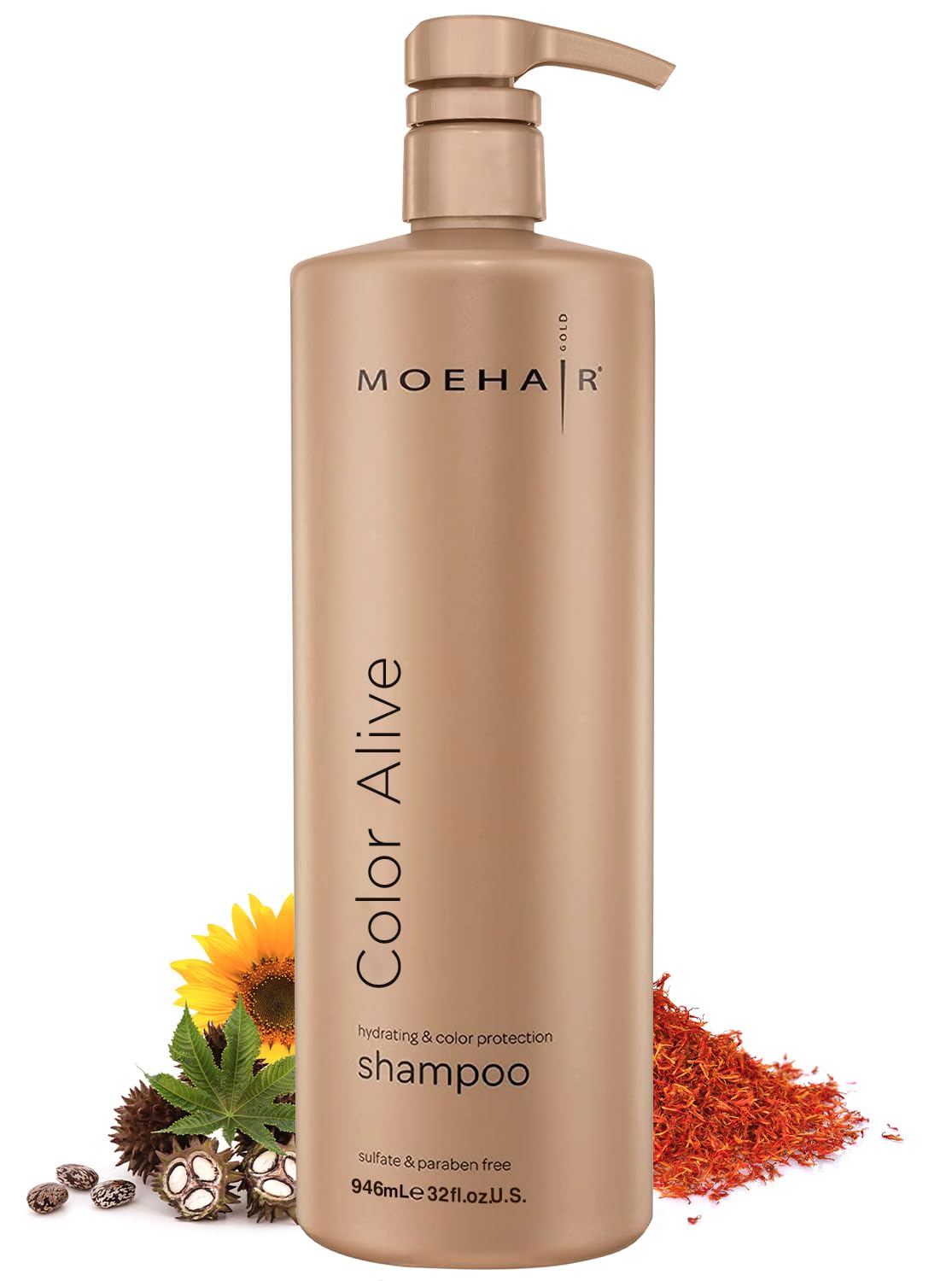 MOEHAIR Color Alive Shampoo bottle showing color protection and hydration.