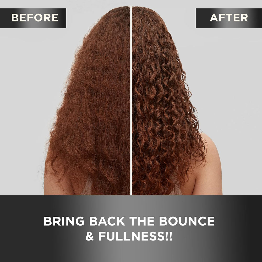 MOEHAIR conditioner being applied along hair length to nourish strands and reduce frizz.