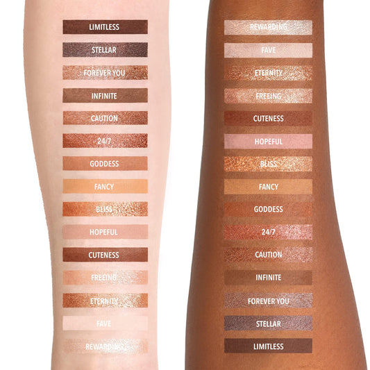 Moira Chasing Eternity Palette swatches show rich pigments for dramatic evening makeup