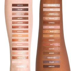 Moira Chasing Eternity Palette swatches show rich pigments for dramatic evening makeup
