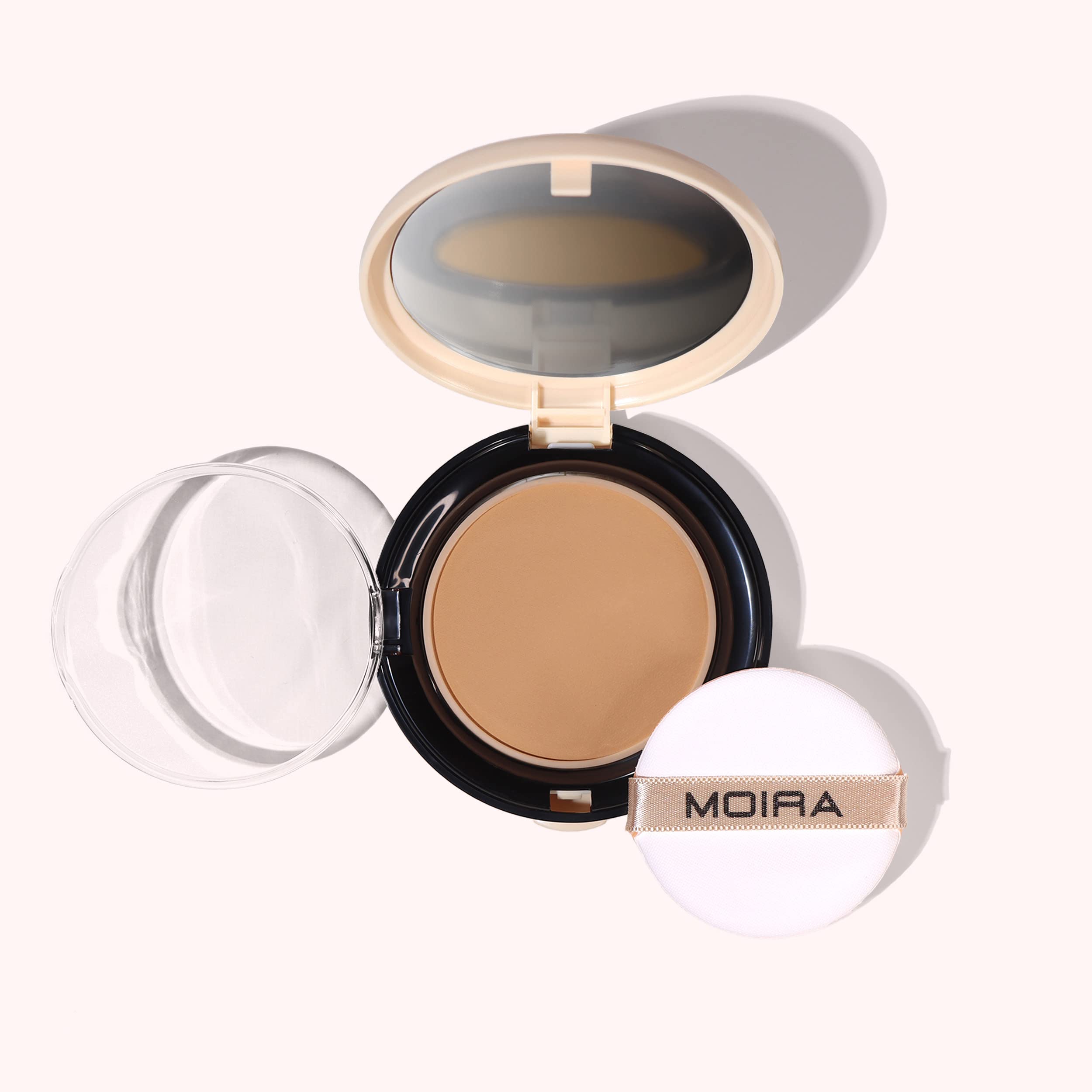 Moira Complete Wear Powder Foundation compact displaying a natural matte finish for daily wear.