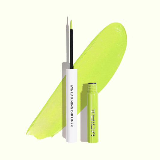 Moira Eye Catching Dip Liner 008 Lime with a fine brush tip for precise lines.