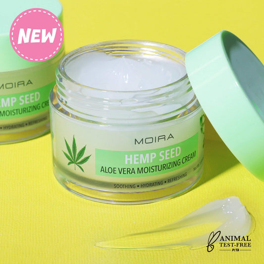 Moira cream texture closeup showing rich, fast-absorbing moisture.