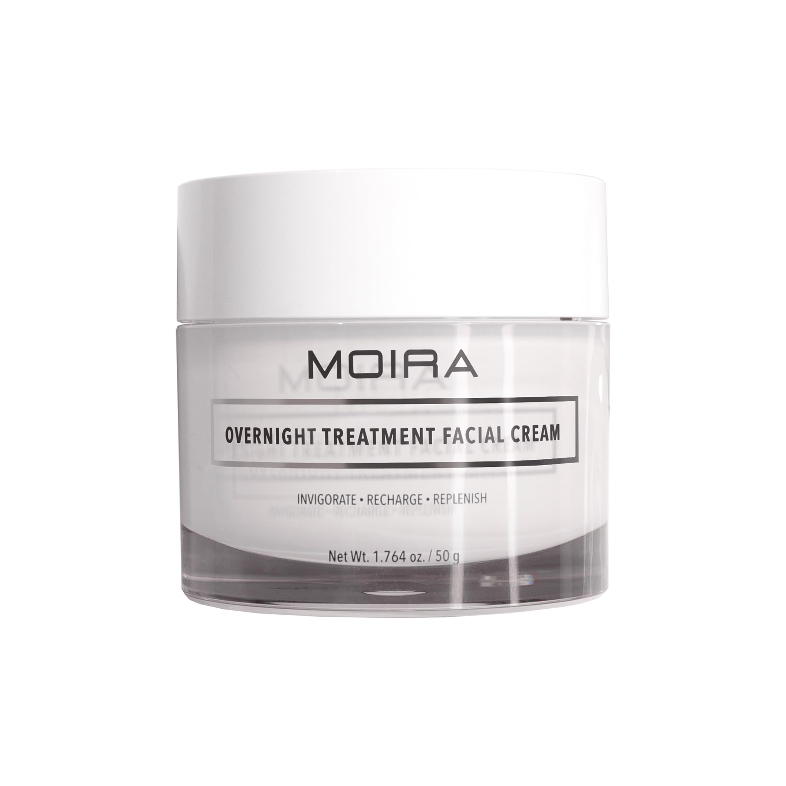 Moira Overnight Treatment Facial Cream jar shows rich mochi-like texture for deep hydration